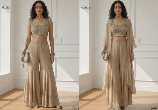 7063 Alizeh Georgette Crop Top Plazzo Set