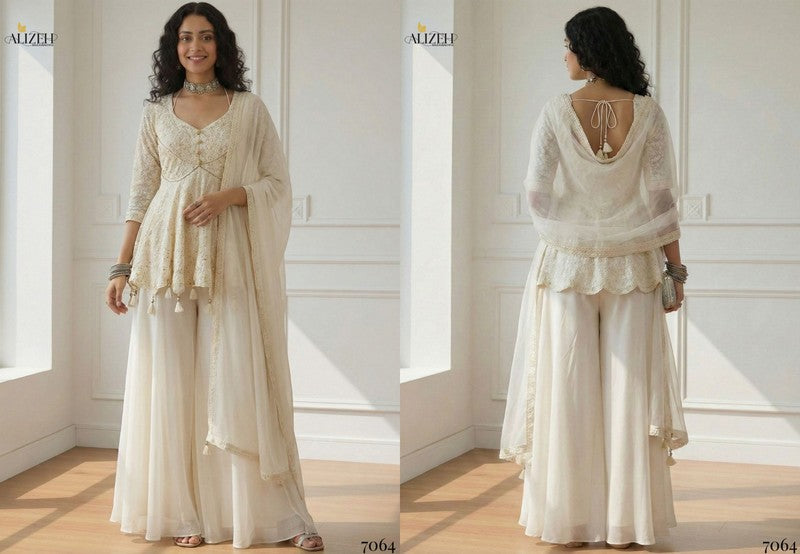 7064 Alizeh Georgette Crop Top Plazzo Set