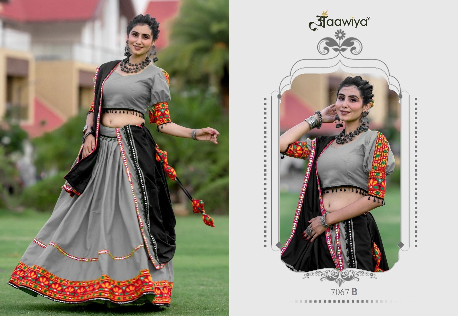7067B Navratri Garba Gamthi Work Chaniya Choli