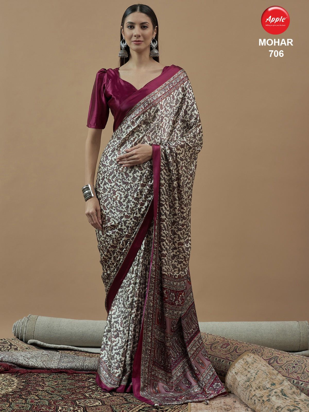 706 Mohar Vol 1 Apple Satin Sarees