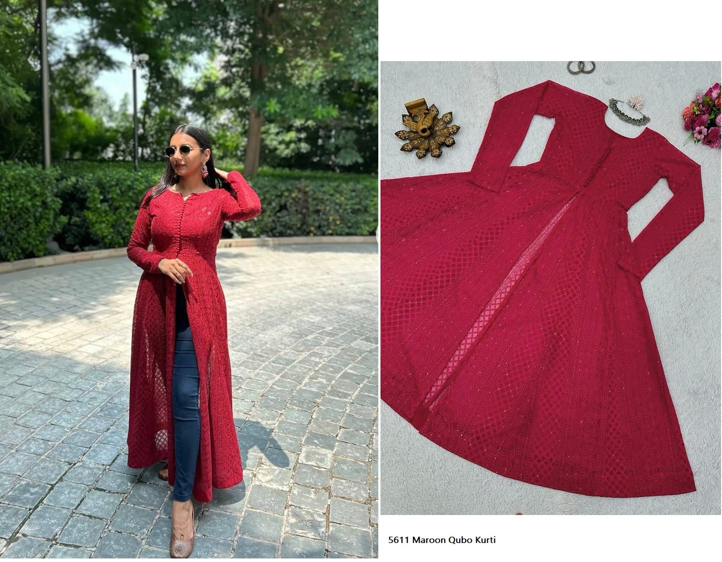 5611 Maroon Qubo Kurti