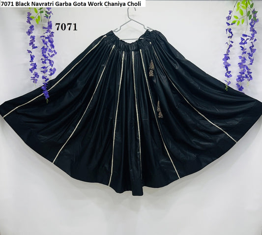 7071 Black Navratri Garba Gota Work Chaniya Choli