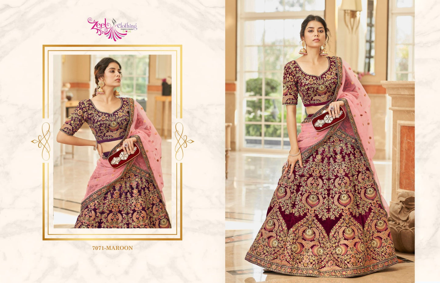 7071 Maroon Cultural Vol 3 Zeel Lehenga Choli