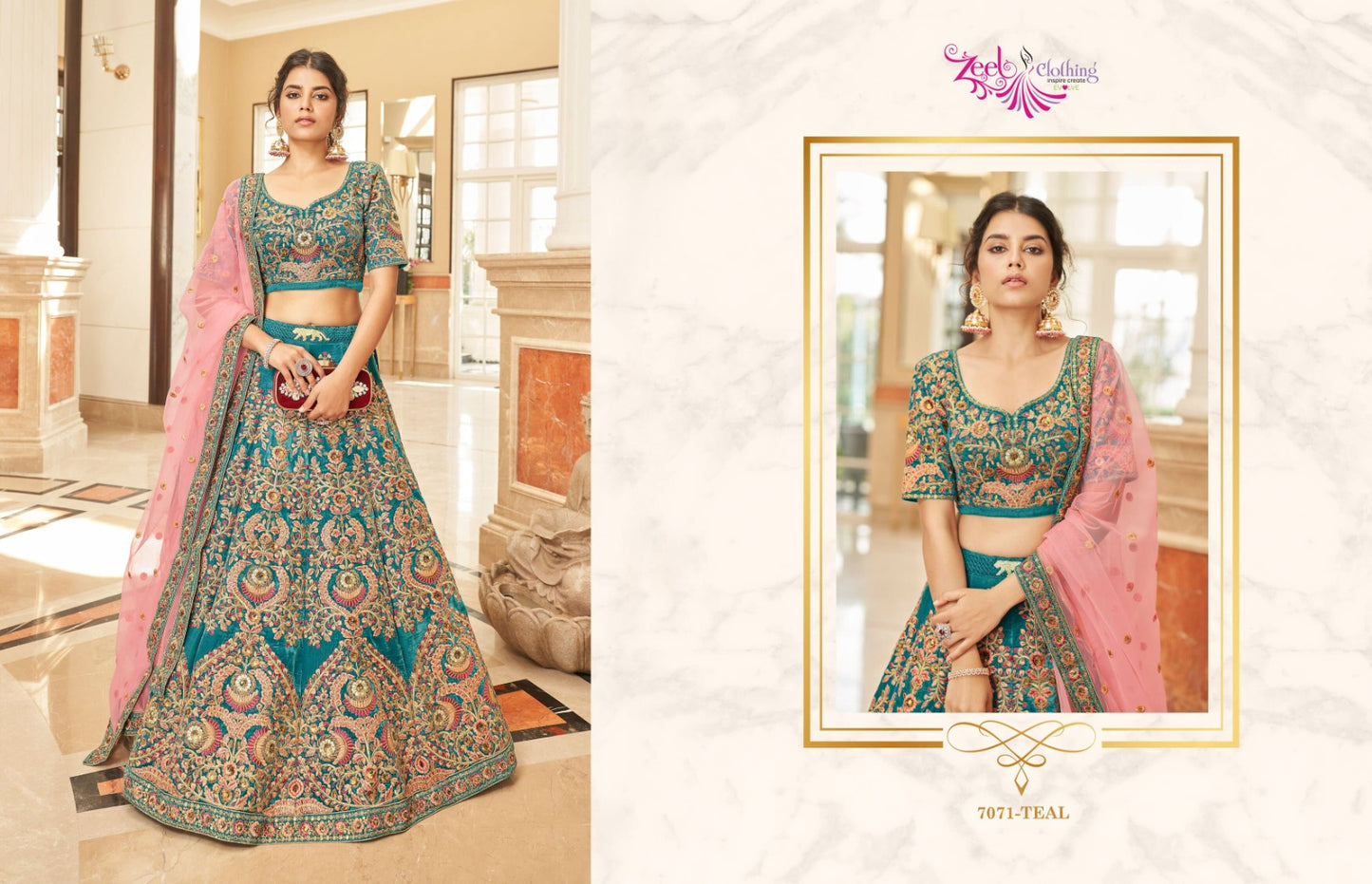 7071 Teal Cultural Vol 3 Zeel Lehenga Choli