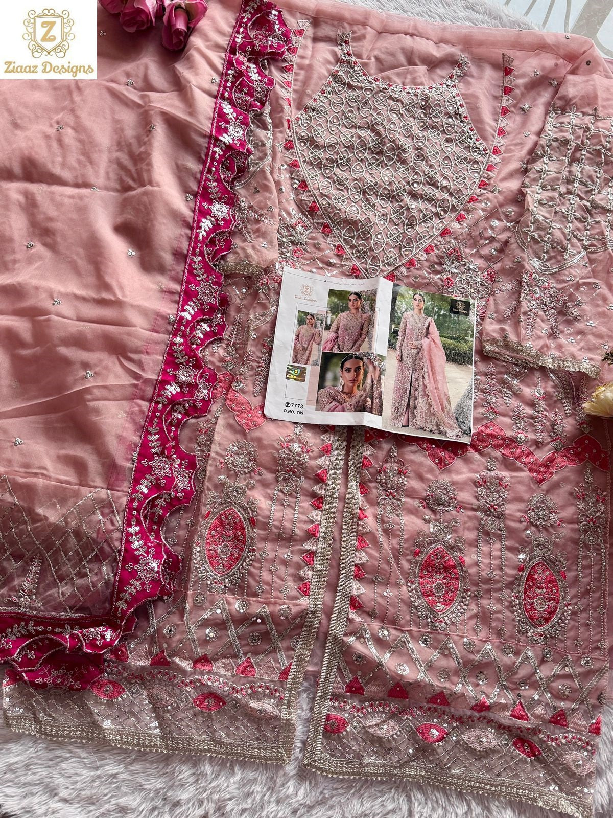 709 Ziaaz Designs Mirror Work Pakistani Salwar Suits