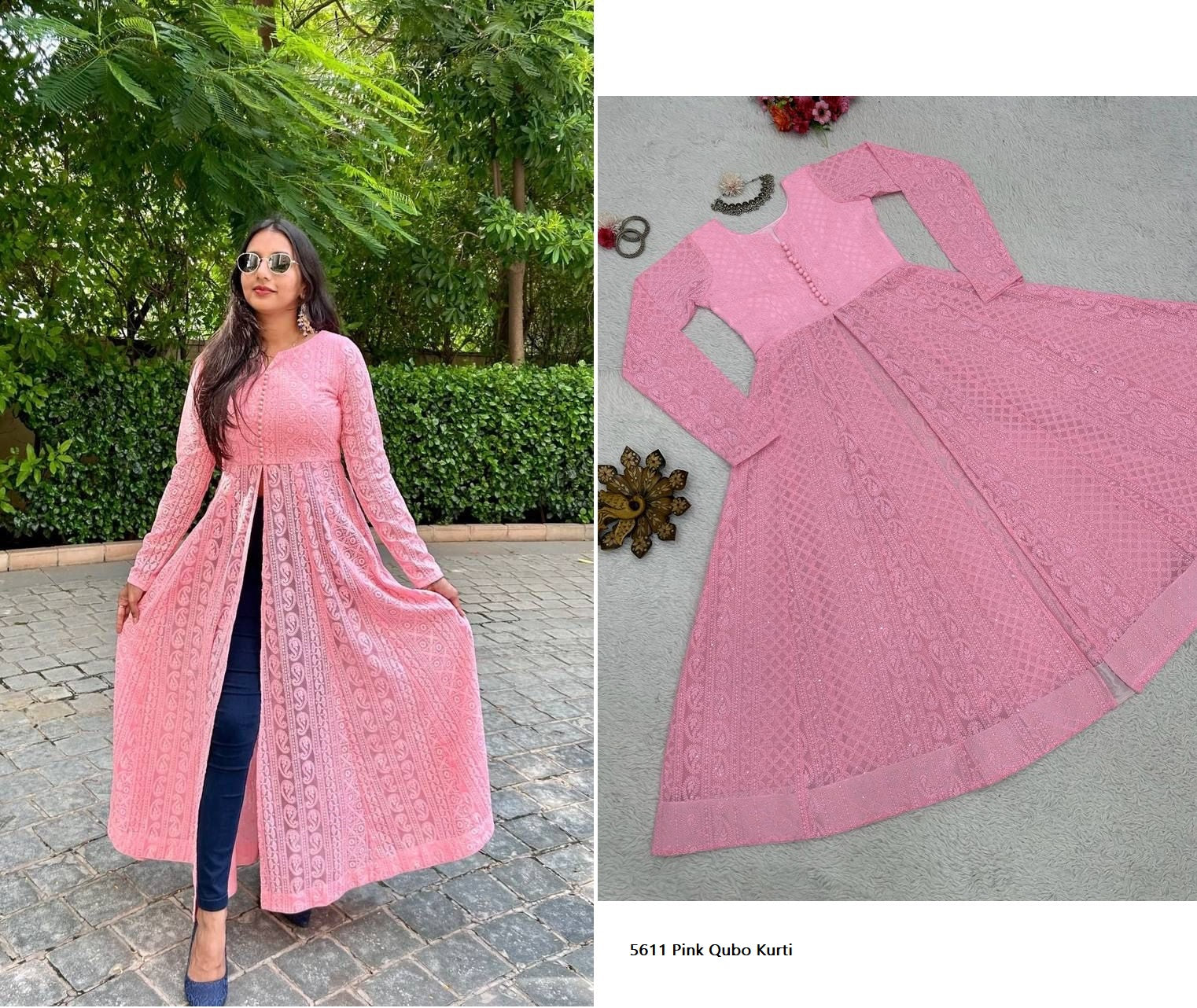 5611 Pink Qubo Kurti