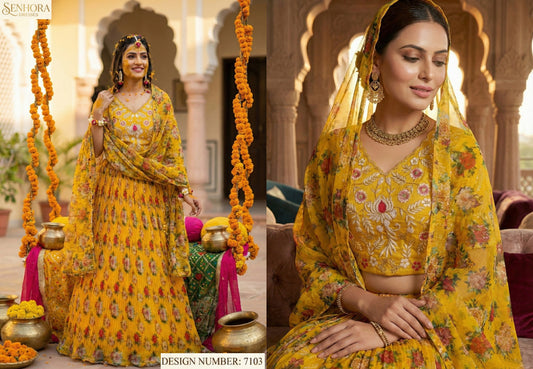 7103 Gulab Senhora Organza Lehenga Choli