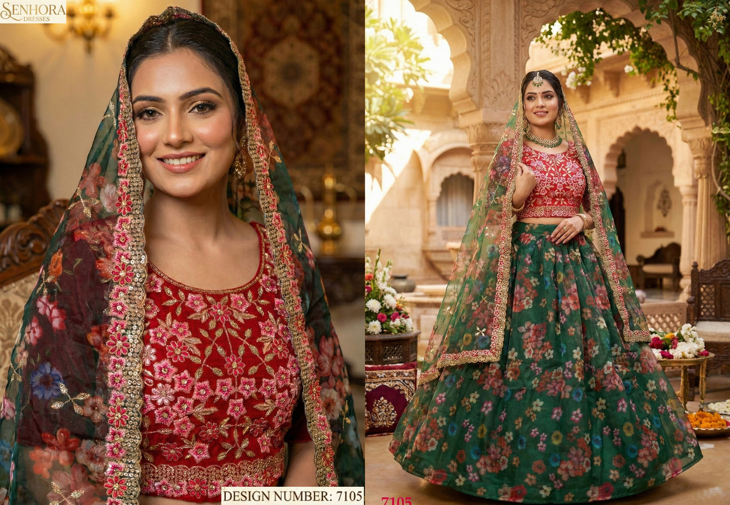 7105 Gulab Senhora Organza Lehenga Choli
