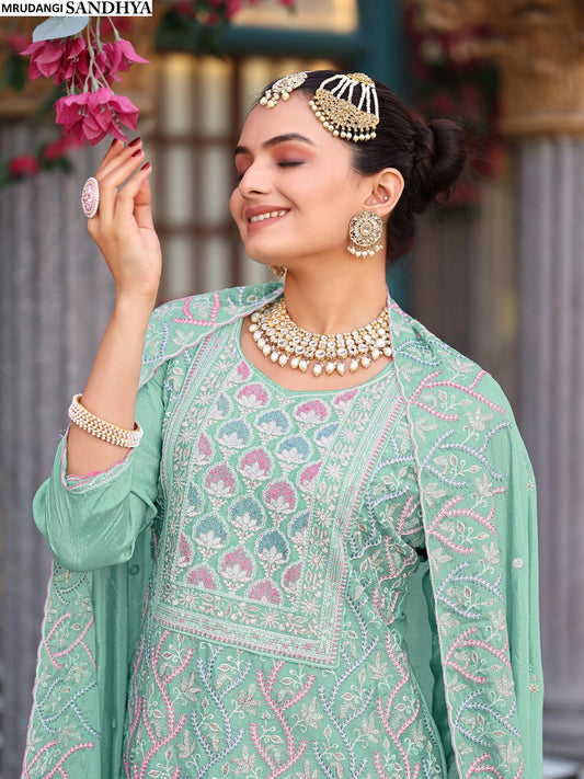 710 Sandhya Mrudangi Chinon Silk Readymade Suits