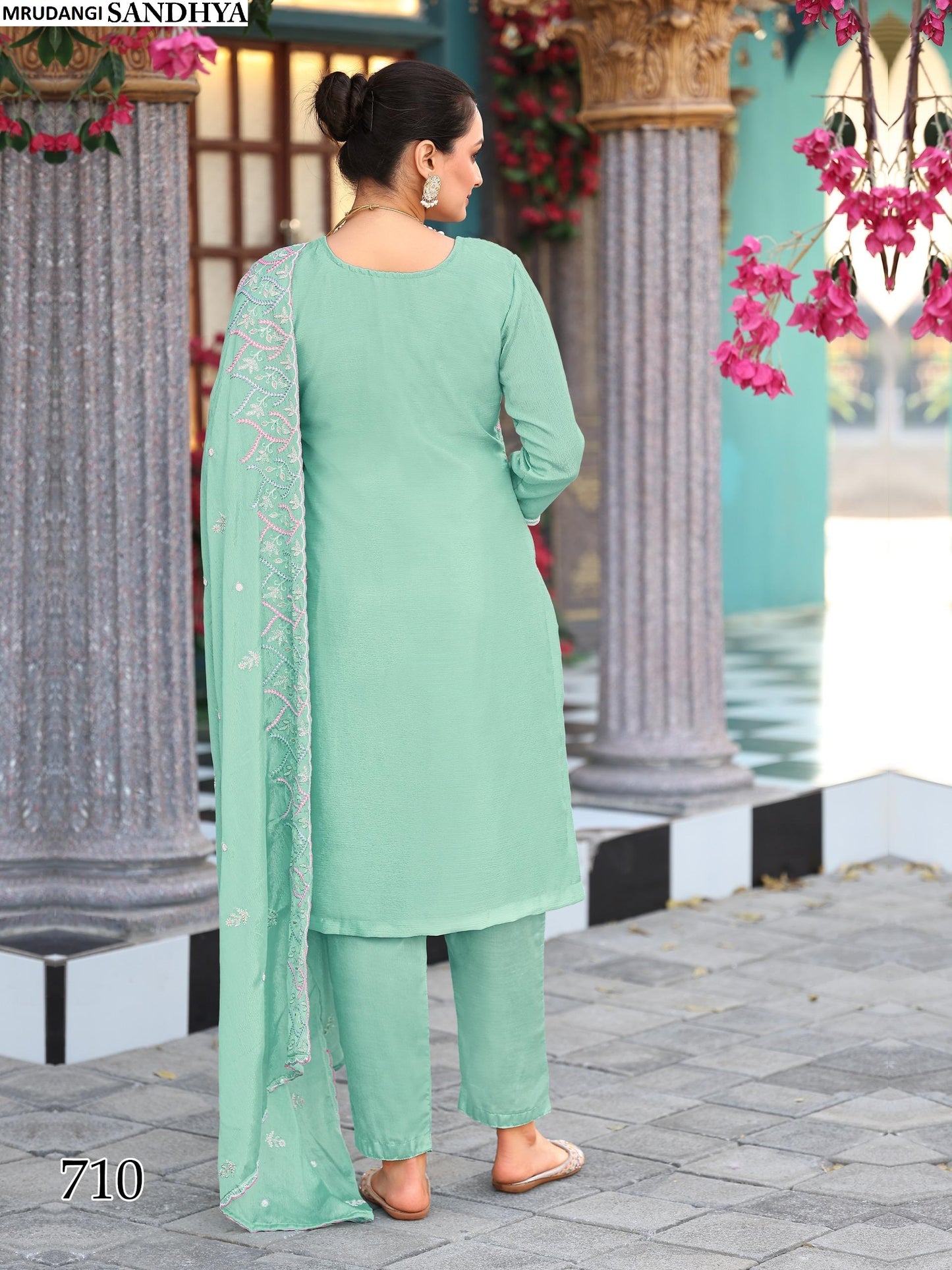 710 Sandhya Mrudangi Chinon Silk Readymade Suits