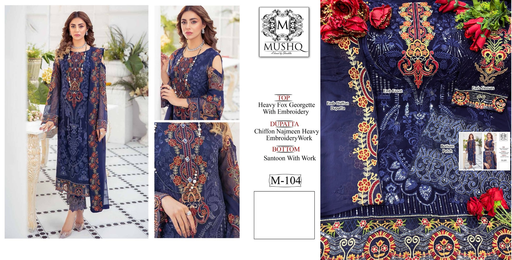 104 Mushq Pakistani Salwar Suits