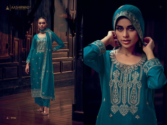 9734 Tulip Aashirwad Creation Unstitched Suits