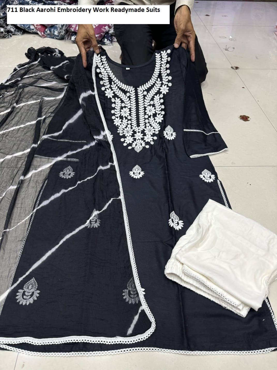 711 Black Aarohi Embroidery Work Readymade Suits