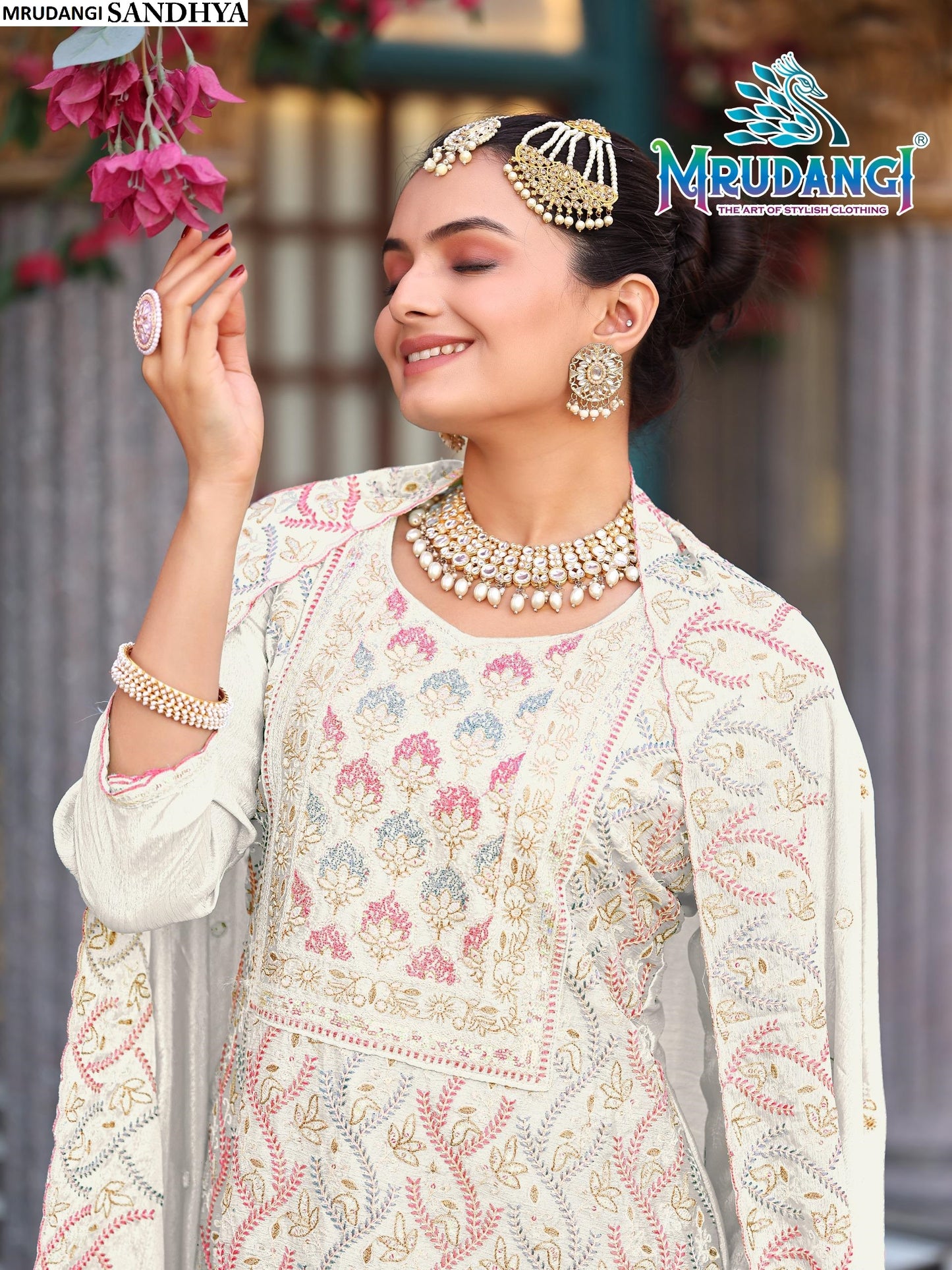 711 Sandhya Mrudangi Chinon Silk Readymade Suits