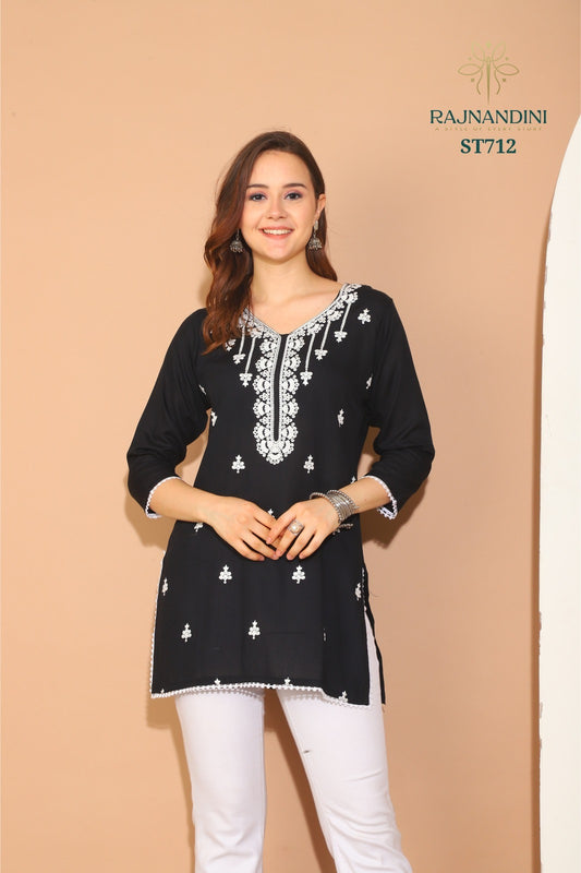 712 Saamya Rajnandini Embroidery Short Kurti