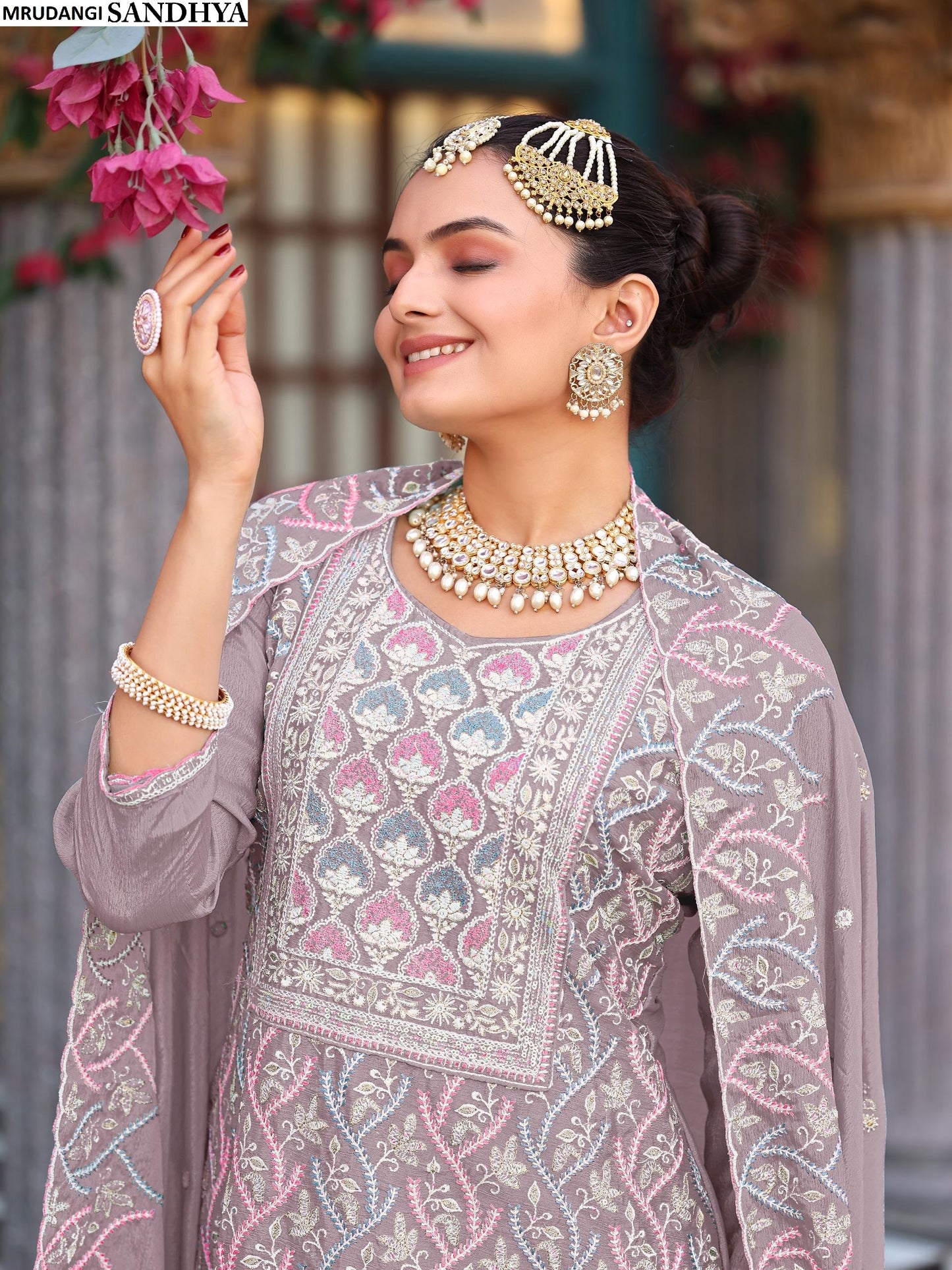 712 Sandhya Mrudangi Chinon Silk Readymade Suits