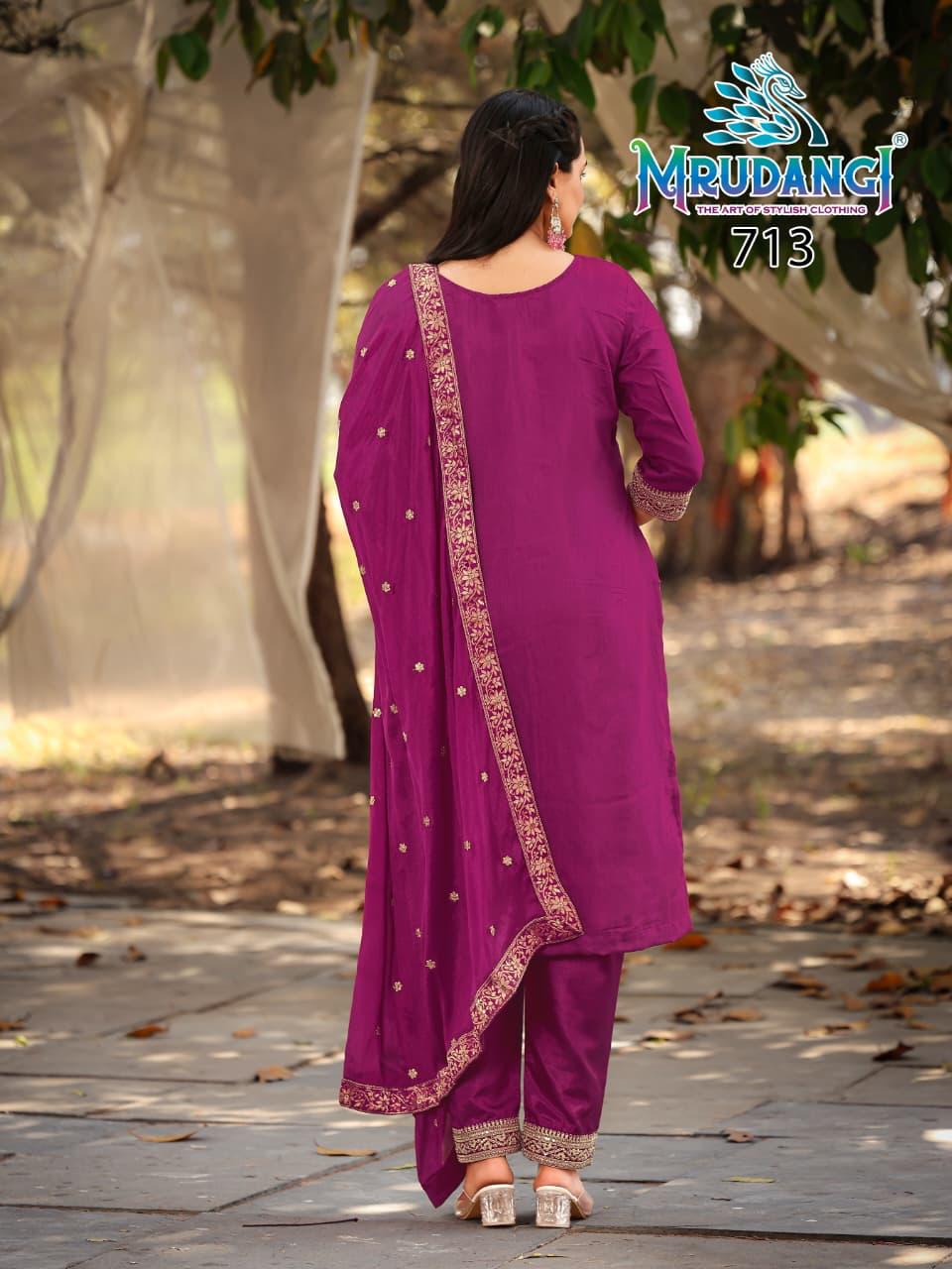 713 Kasmira Mrudangi Viscose Jacquard Readymade Suits