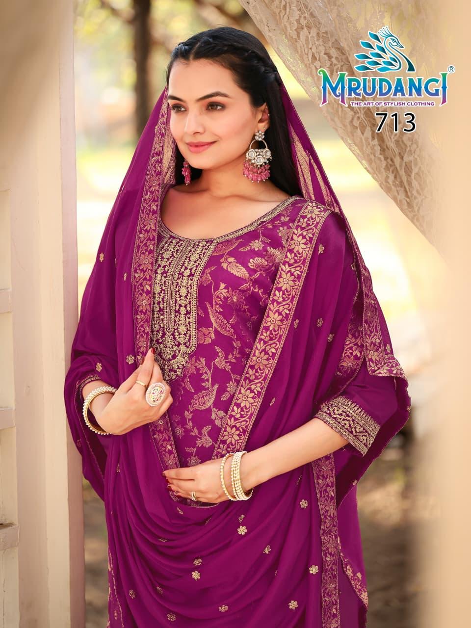 713 Kasmira Mrudangi Viscose Jacquard Readymade Suits