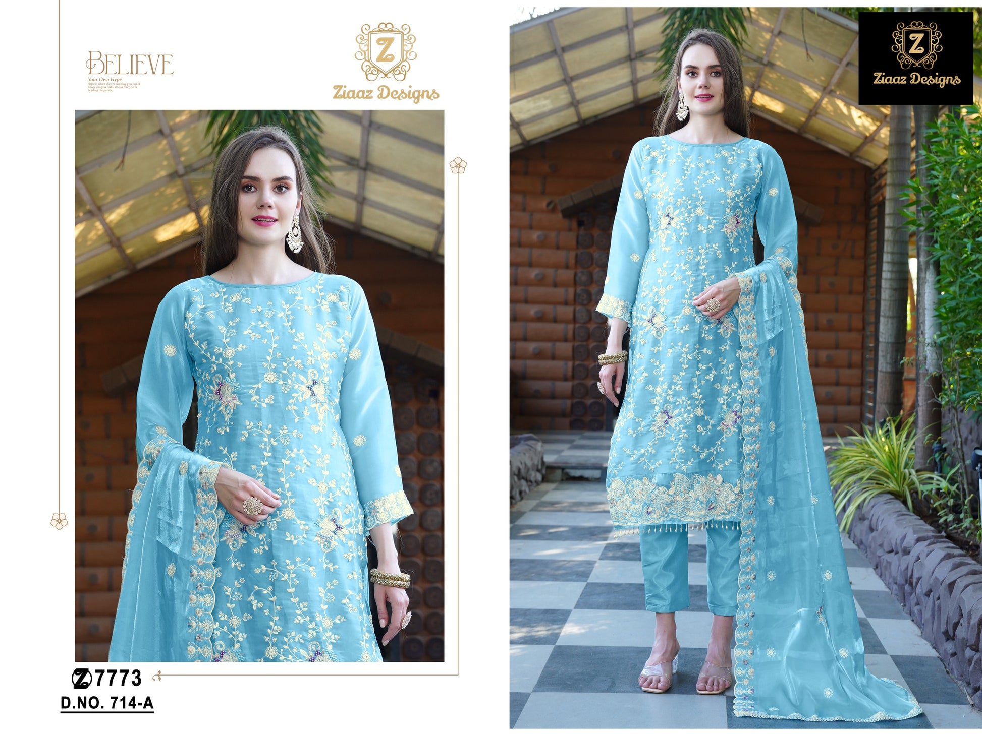 714 A Ziaaz Designs Jarkan Pakistani Salwar Suits