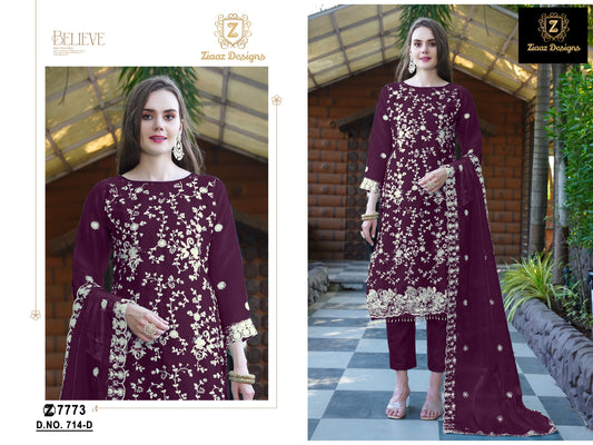 714 D Ziaaz Designs Jarkan Pakistani Salwar Suits