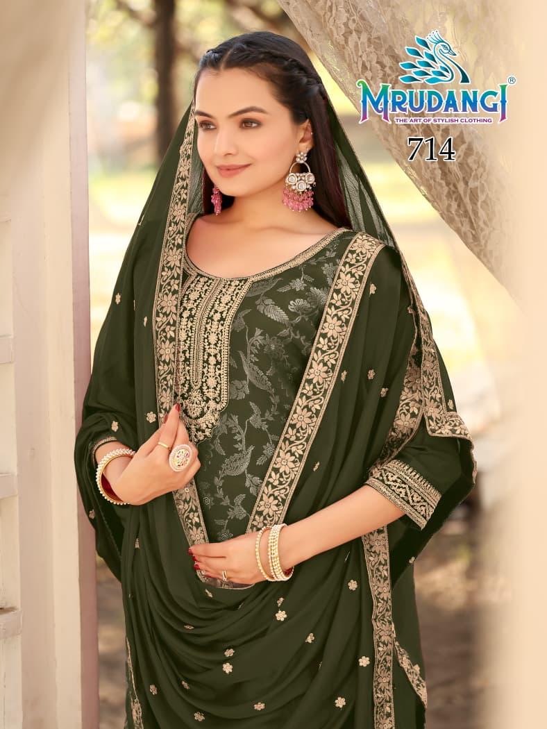 714 Kasmira Mrudangi Viscose Jacquard Readymade Suits