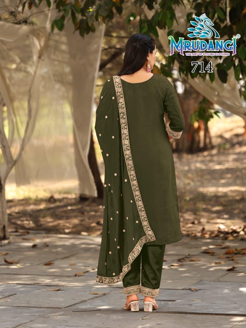 714 Kasmira Mrudangi Viscose Jacquard Readymade Suits