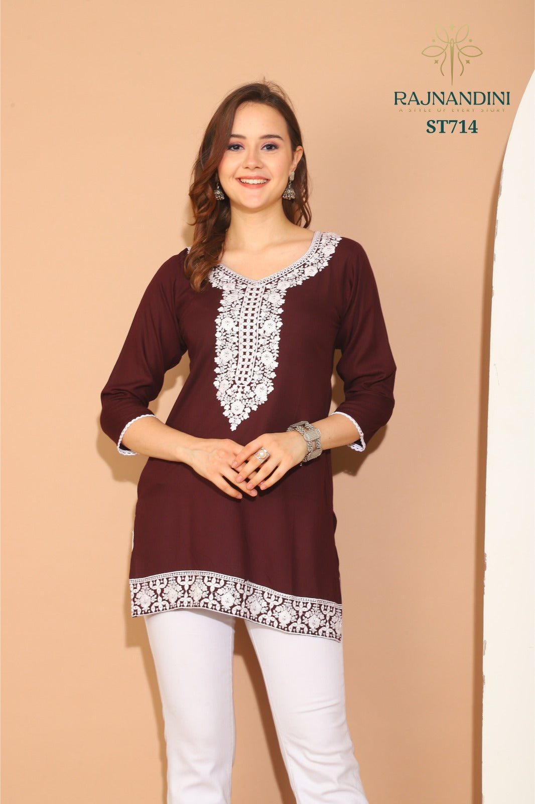 714 Saamya Rajnandini Embroidery Short Kurti