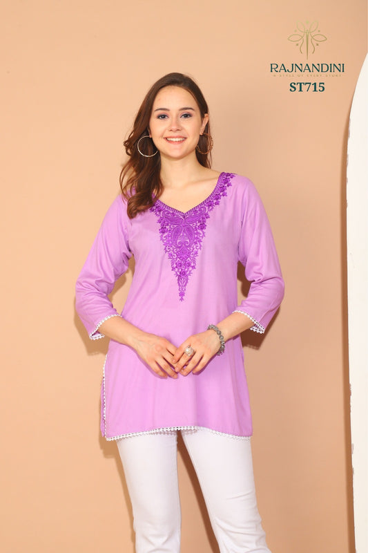 715 Saamya Rajnandini Embroidery Short Kurti