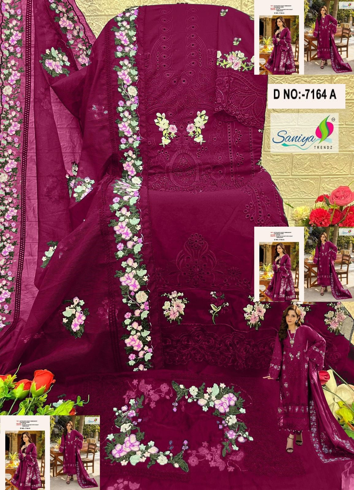 7164 A Saniya Trendz Embroidered Pakistani Salwar Suits