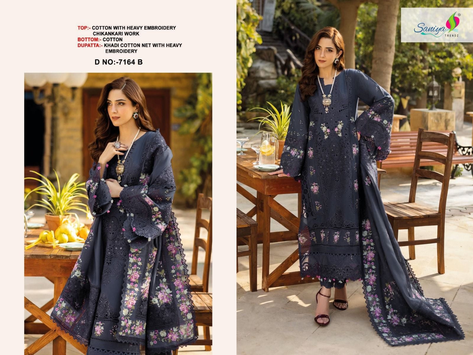 7164 B Saniya Trendz Embroidered Pakistani Salwar Suits