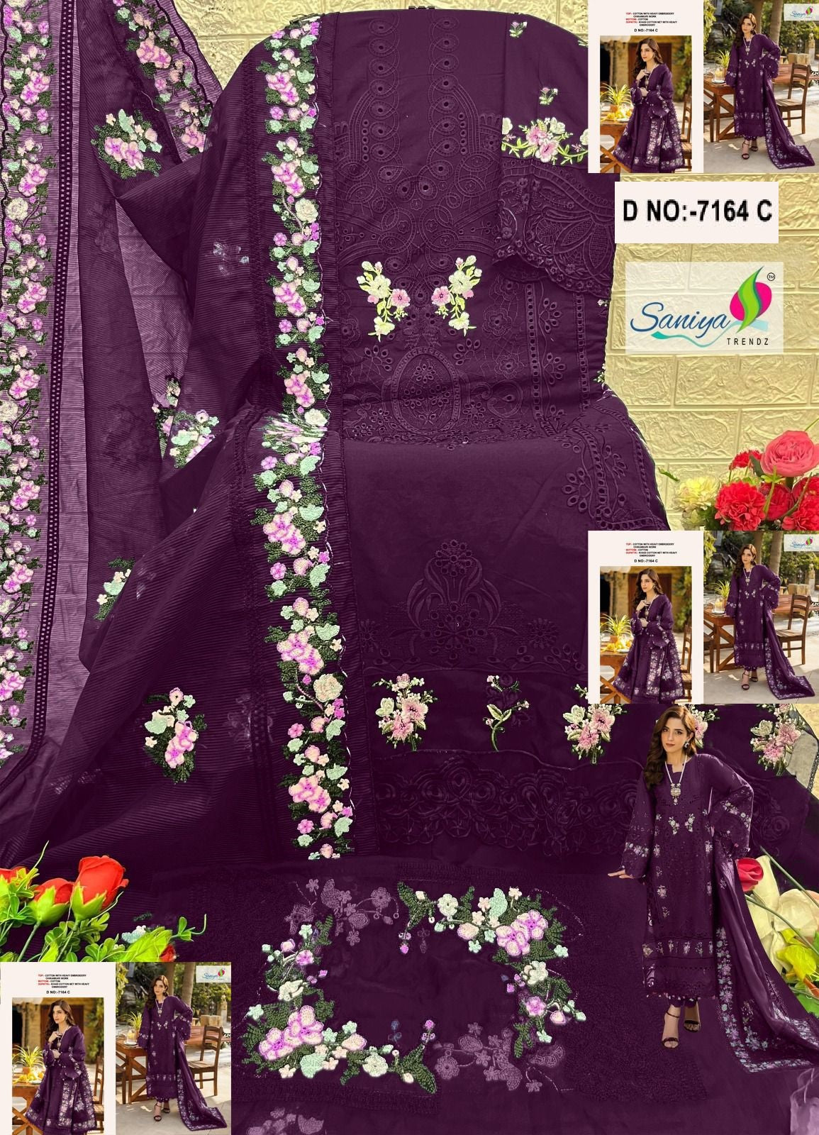 7164 C Saniya Trendz Embroidered Pakistani Salwar Suits