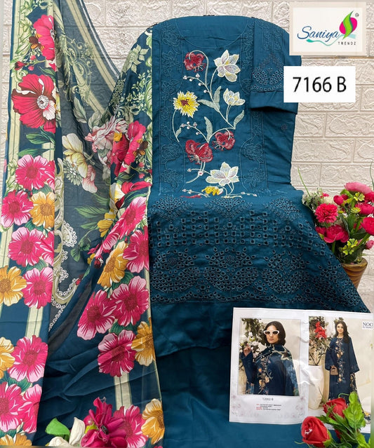 7166 B Saniya Trendz Embroidered Pakistani Salwar Suits