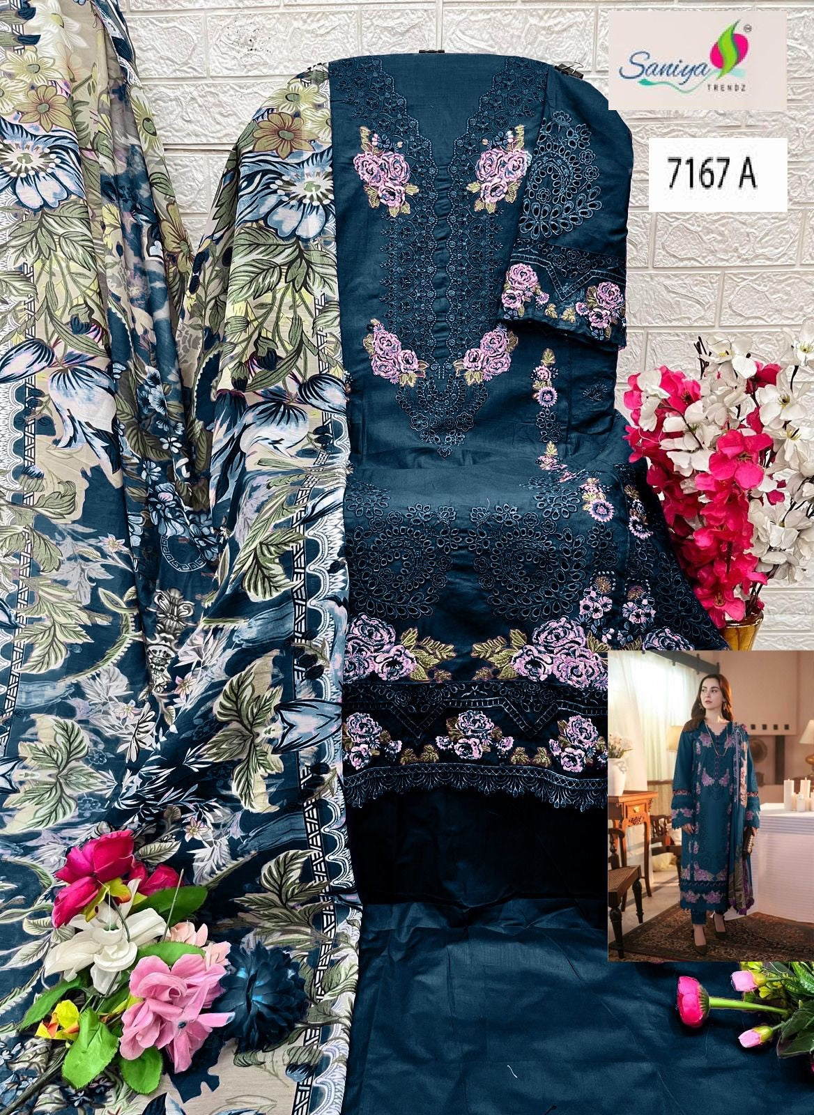 7167 A Saniya Trendz Embroidered Pakistani Salwar Suits