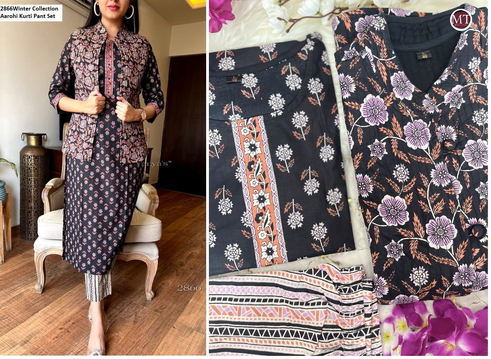 2866Winter Collection Aarohi Kurti Pant Set