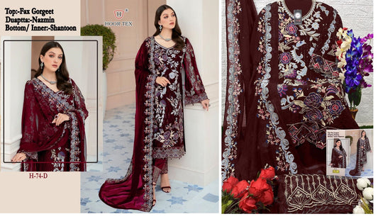 74D Hoor Tex Pakistani Salwar Suits