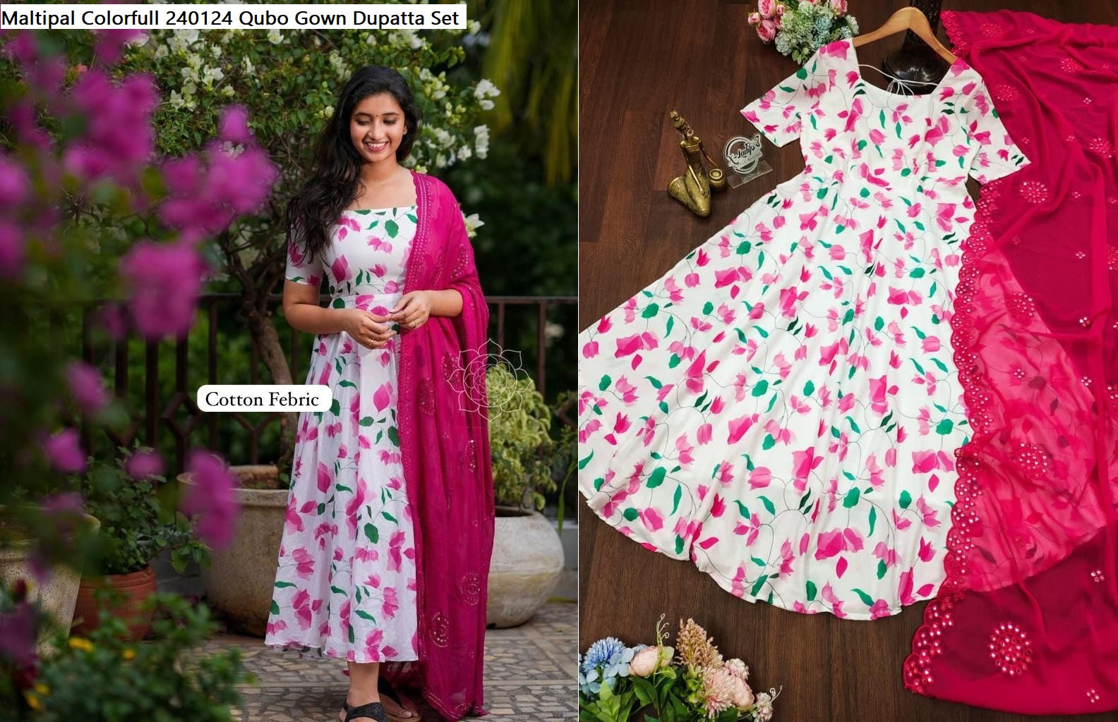 Maltipal Colorfull 240124 Qubo Gown Dupatta Set