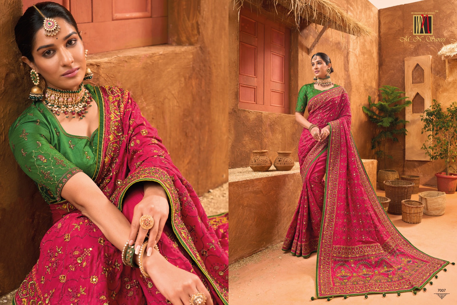 7007 Kachhi Work Vol 5 Mn Sarees