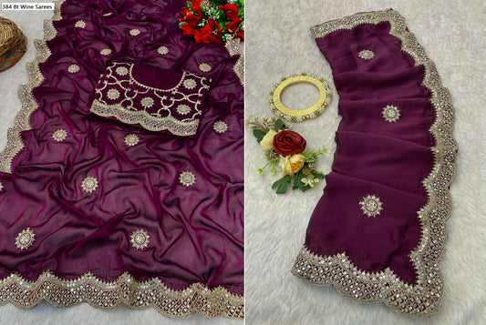 384 Wine Bt Sarees
