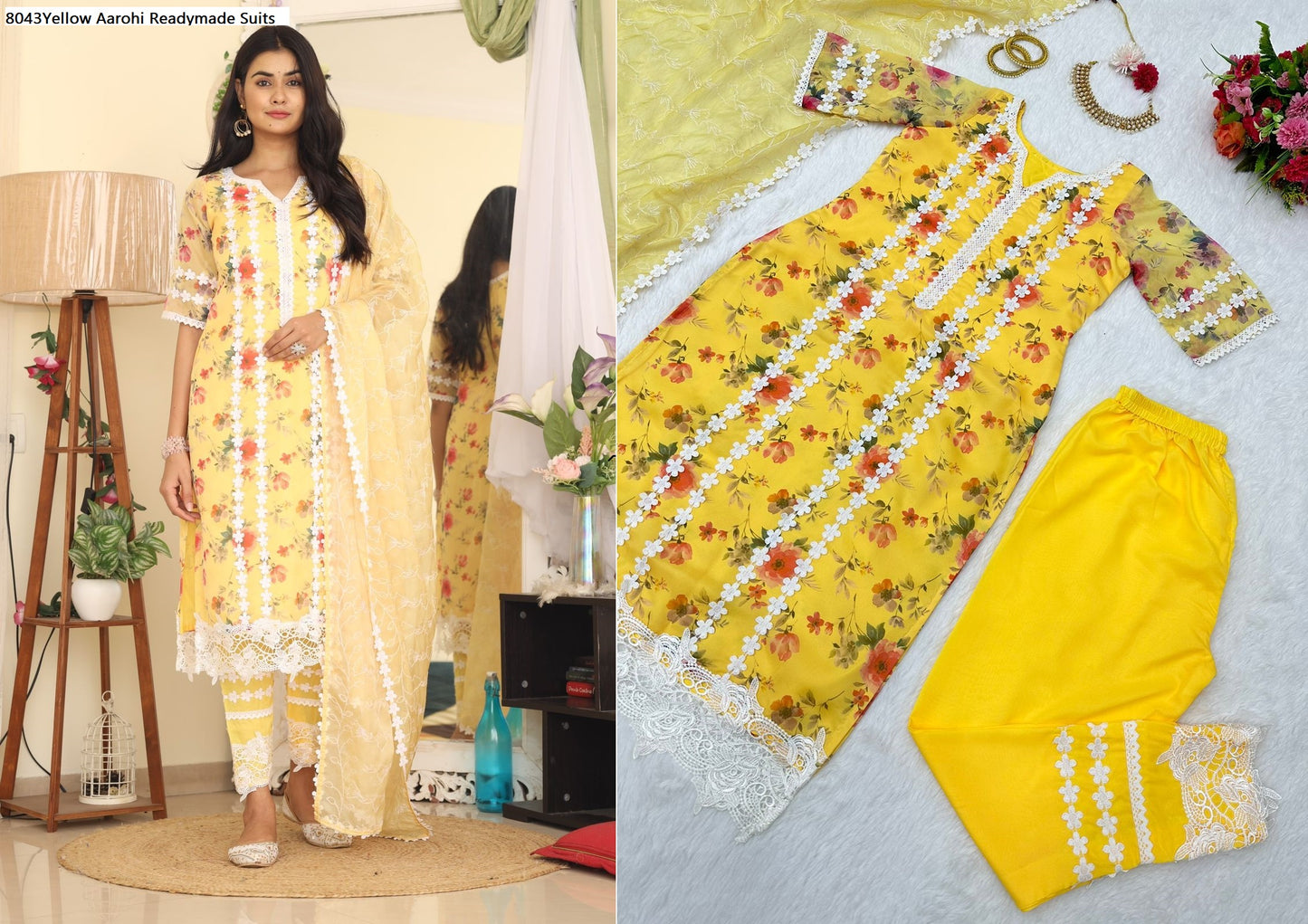 8043Yellow Aarohi Readymade Suits