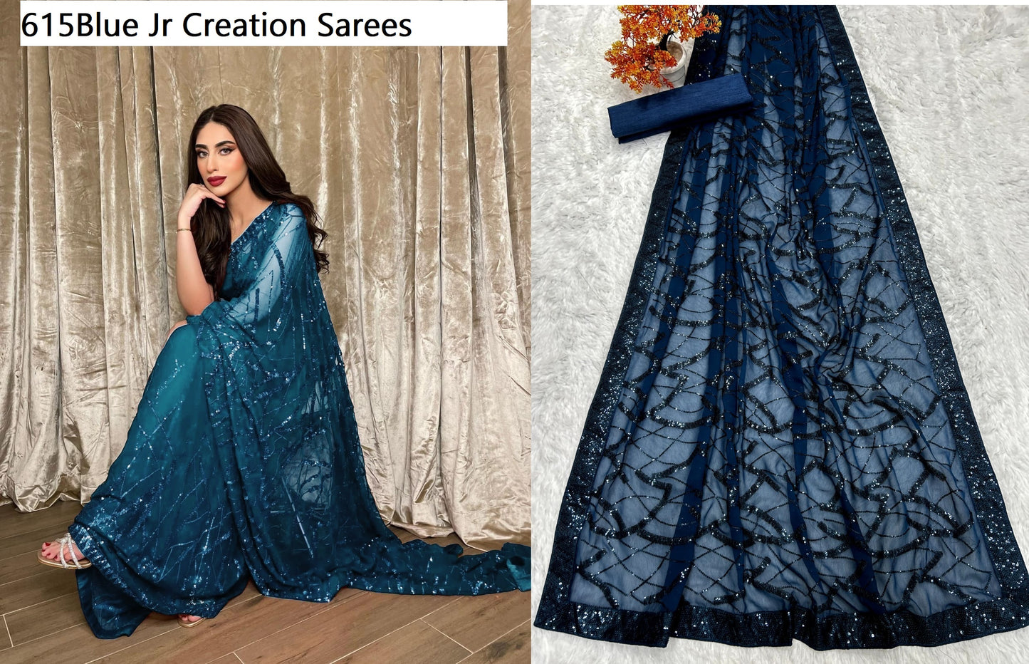 615Blue Jr Creation Sarees