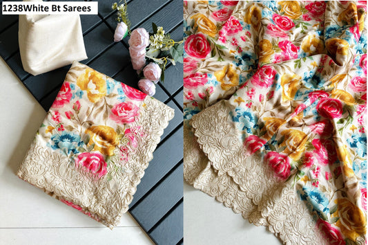 1238White Bt Sarees
