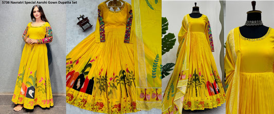 5736 Navratri Special Aarohi Gown Dupatta Set