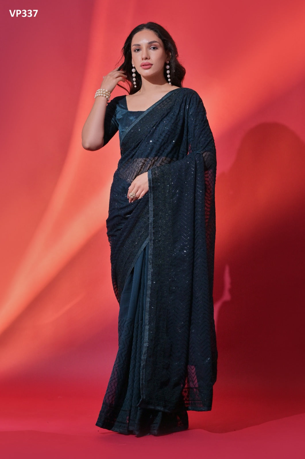 Vp337 Kora Fashion Berry Sarees