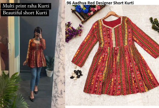 96 Red Aadhya Designer Short Kurti