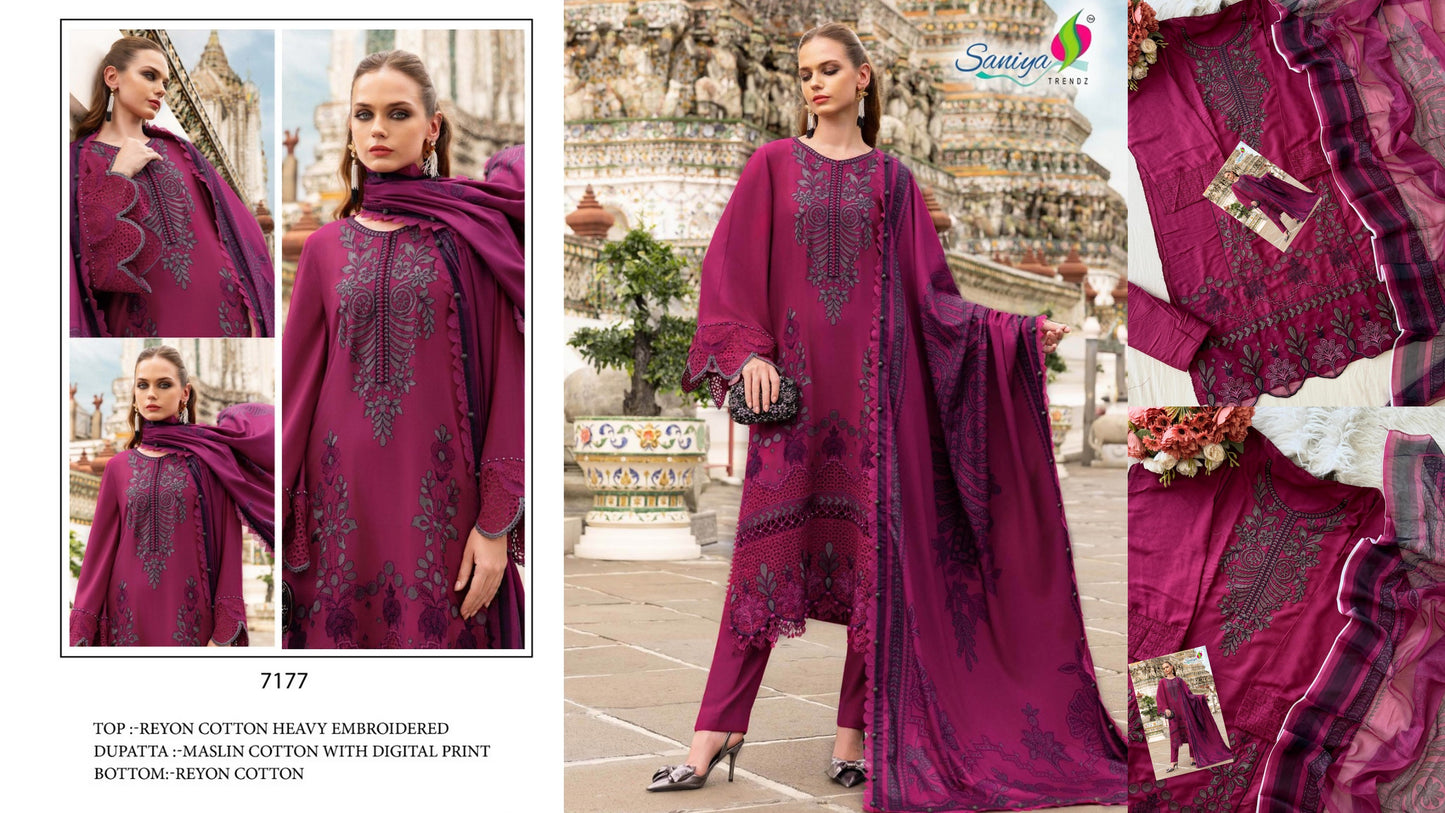 7177 Saniya Trendz Pure Rayon Pakistani Salwar Suits
