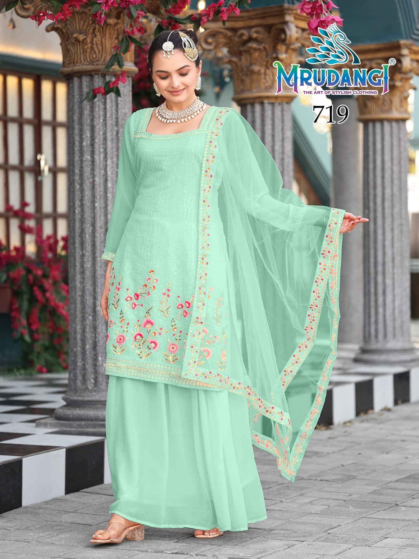 719 Aarohi Mrudangi Georgette Readymade Suits