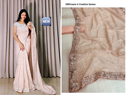 590Cream Jr Creation Sarees