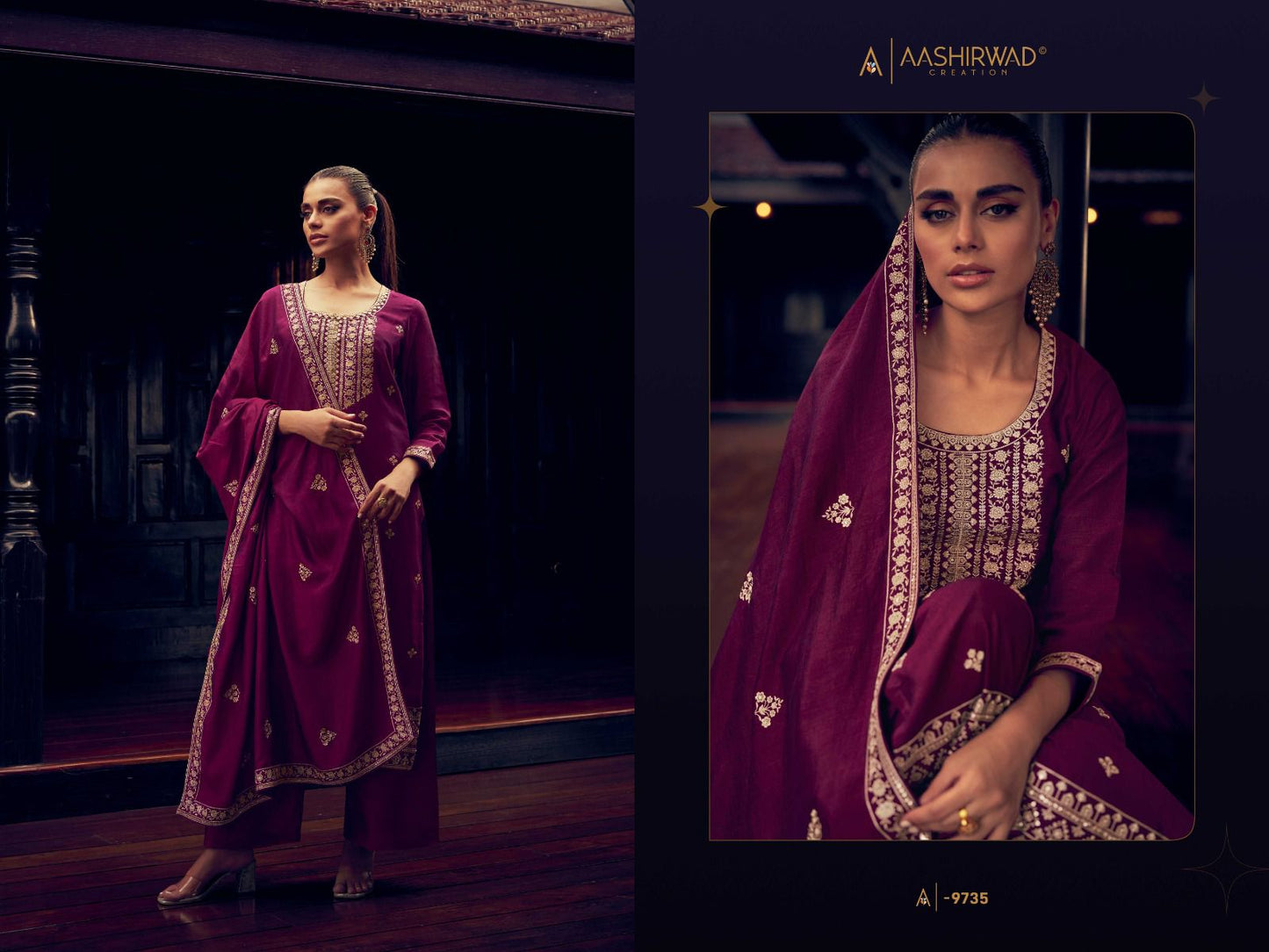 9735 Tulip Aashirwad Creation Unstitched Suits