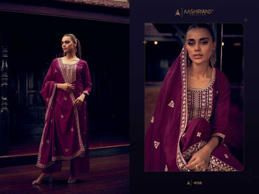 9735 Tulip Aashirwad Creation Unstitched Suits