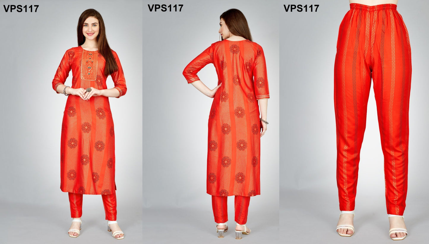 117 Aaradhya Vol 8 Fashion Berry Kurti Pant Set